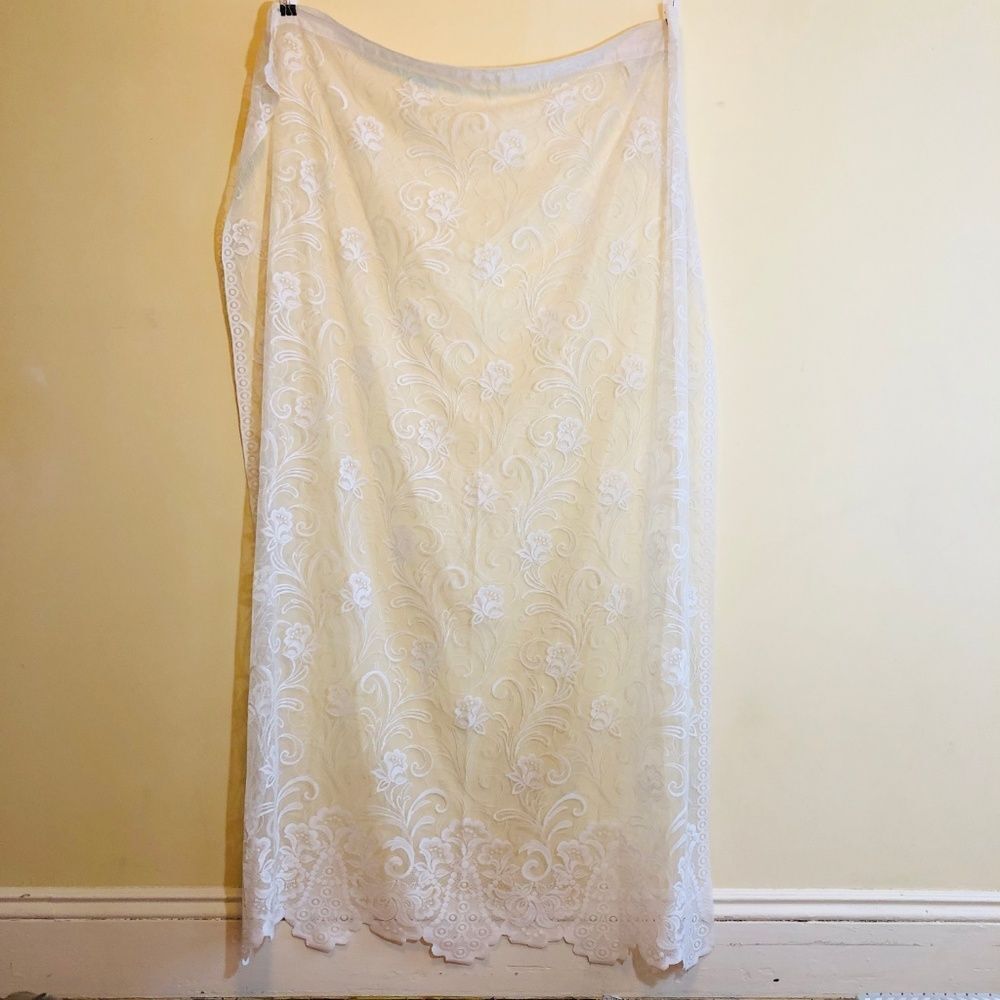 Vintage Lace Curtain Panel Off White Victorian USA